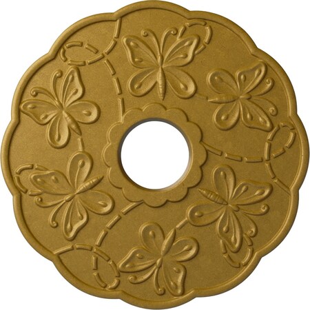 Ekena Millwork Terrones Butterfly Medallion (Canopies up to 3 7/8"), 17 7/8"OD x 3 7/8"ID x 1"P, Pharaohs Gold CM17TSPGS
